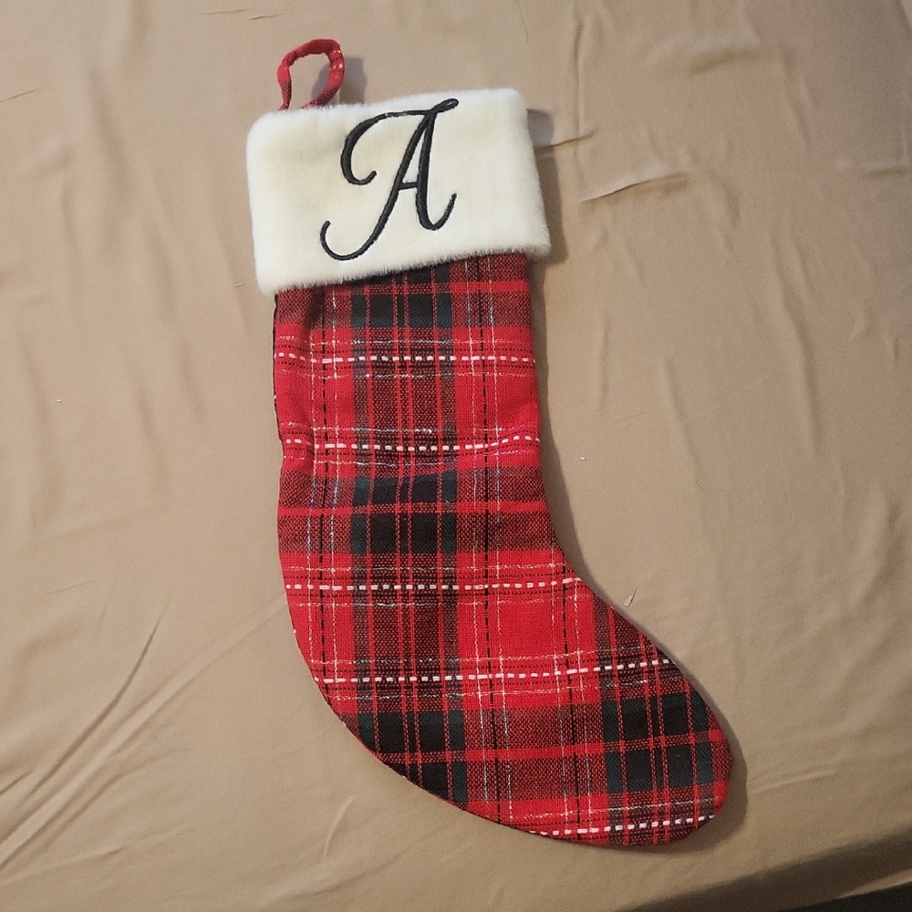 Wondershop Festive Plaid Stocking with Monogram